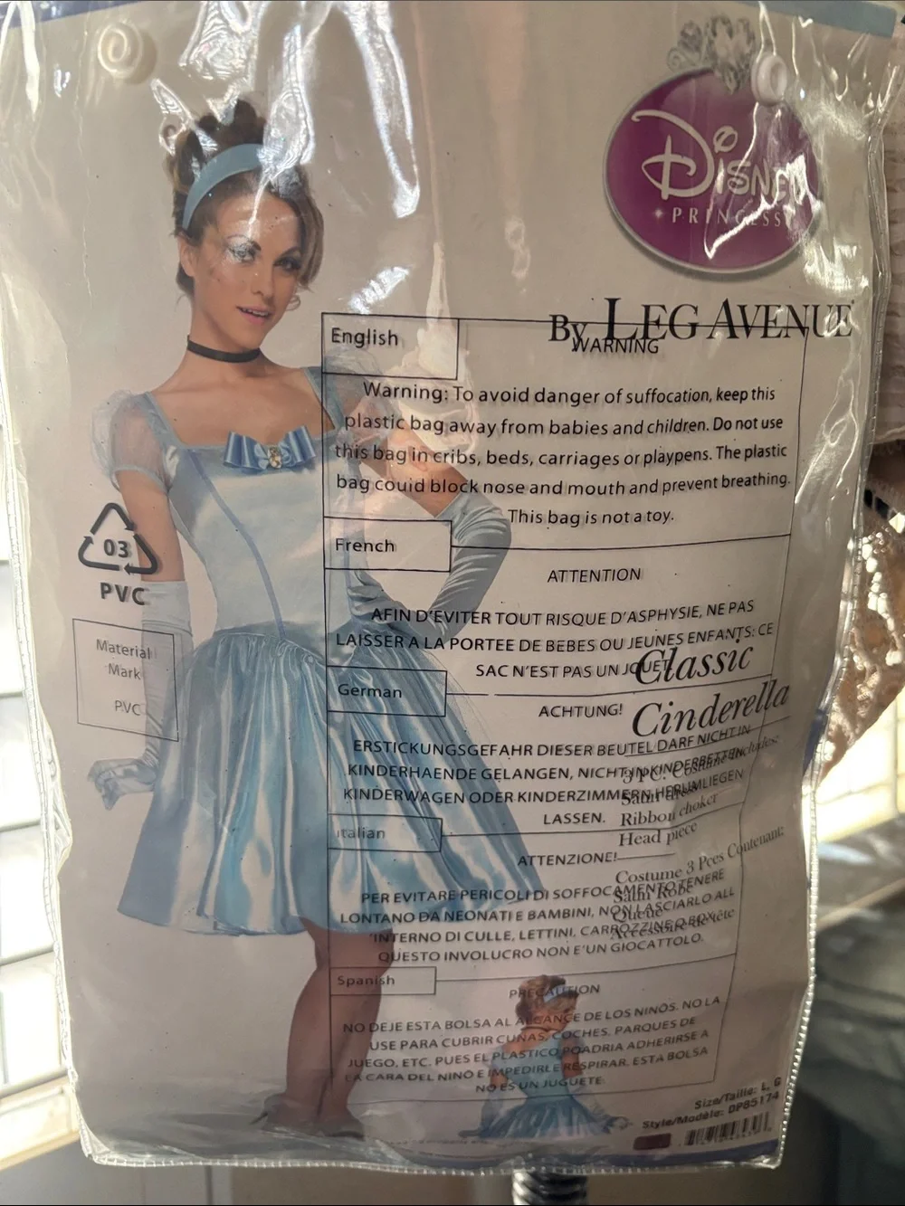 Disney Cinderella Costume in Light Blue and White